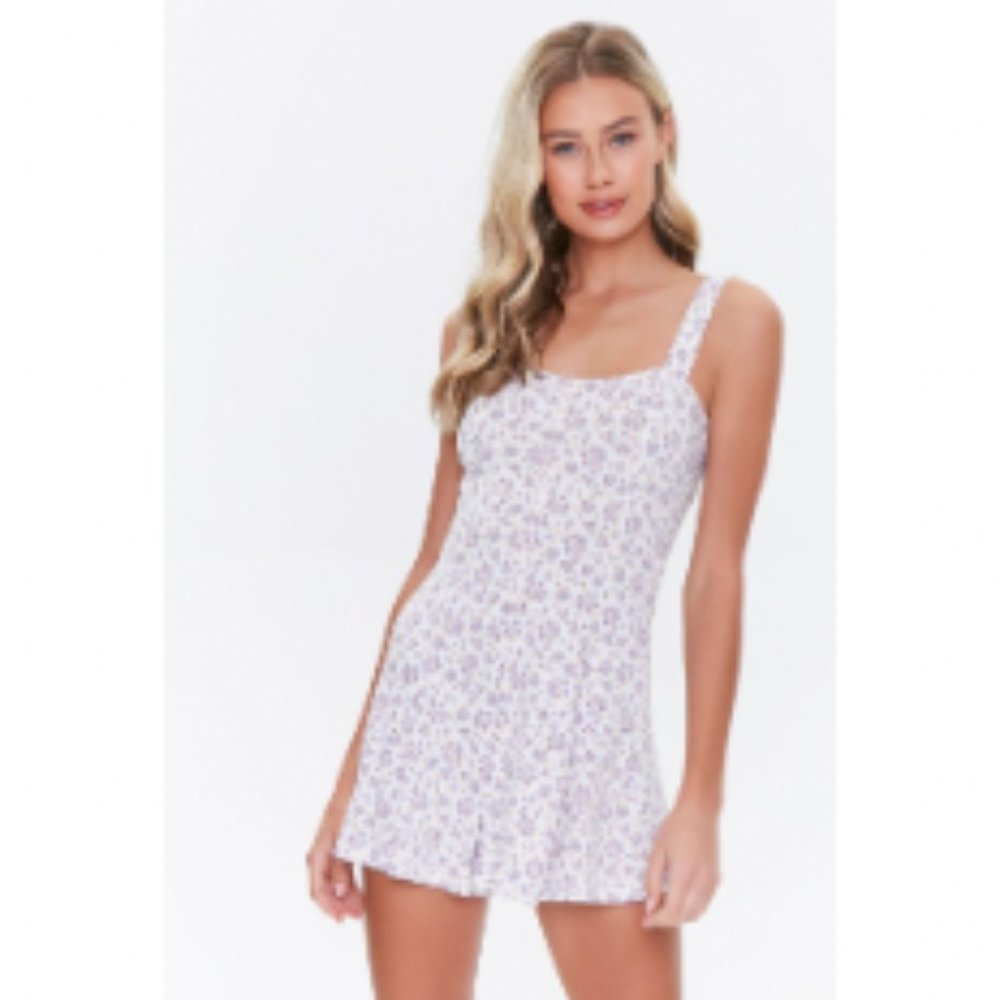 Cutout Floral Print Romper